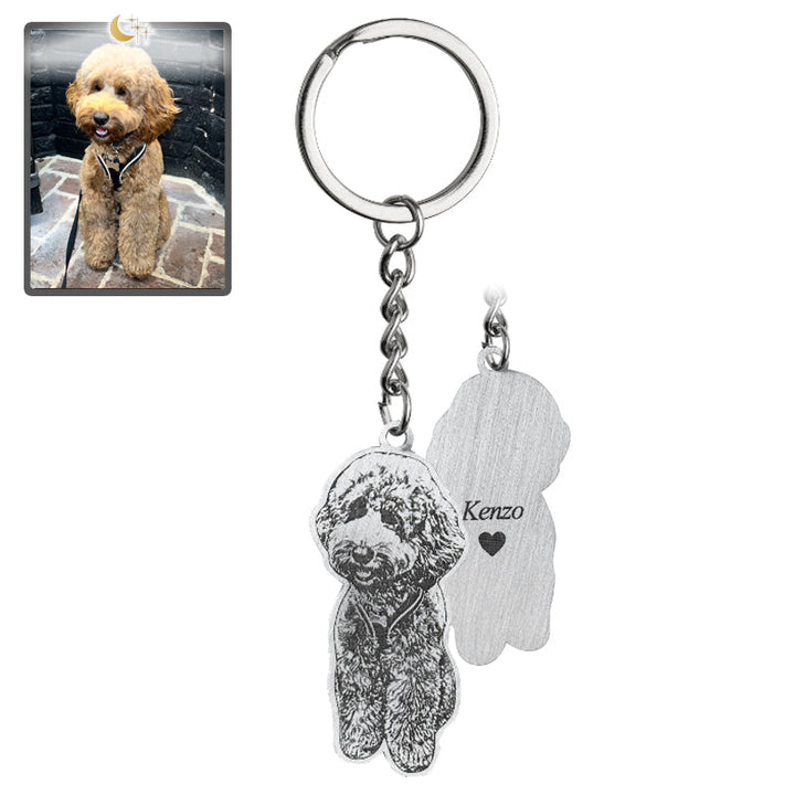 Silver Pet Photo Memorial Keychain