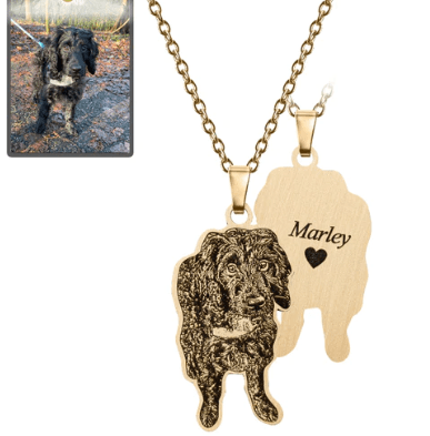 Gold Dog Photo Memorial Necklace