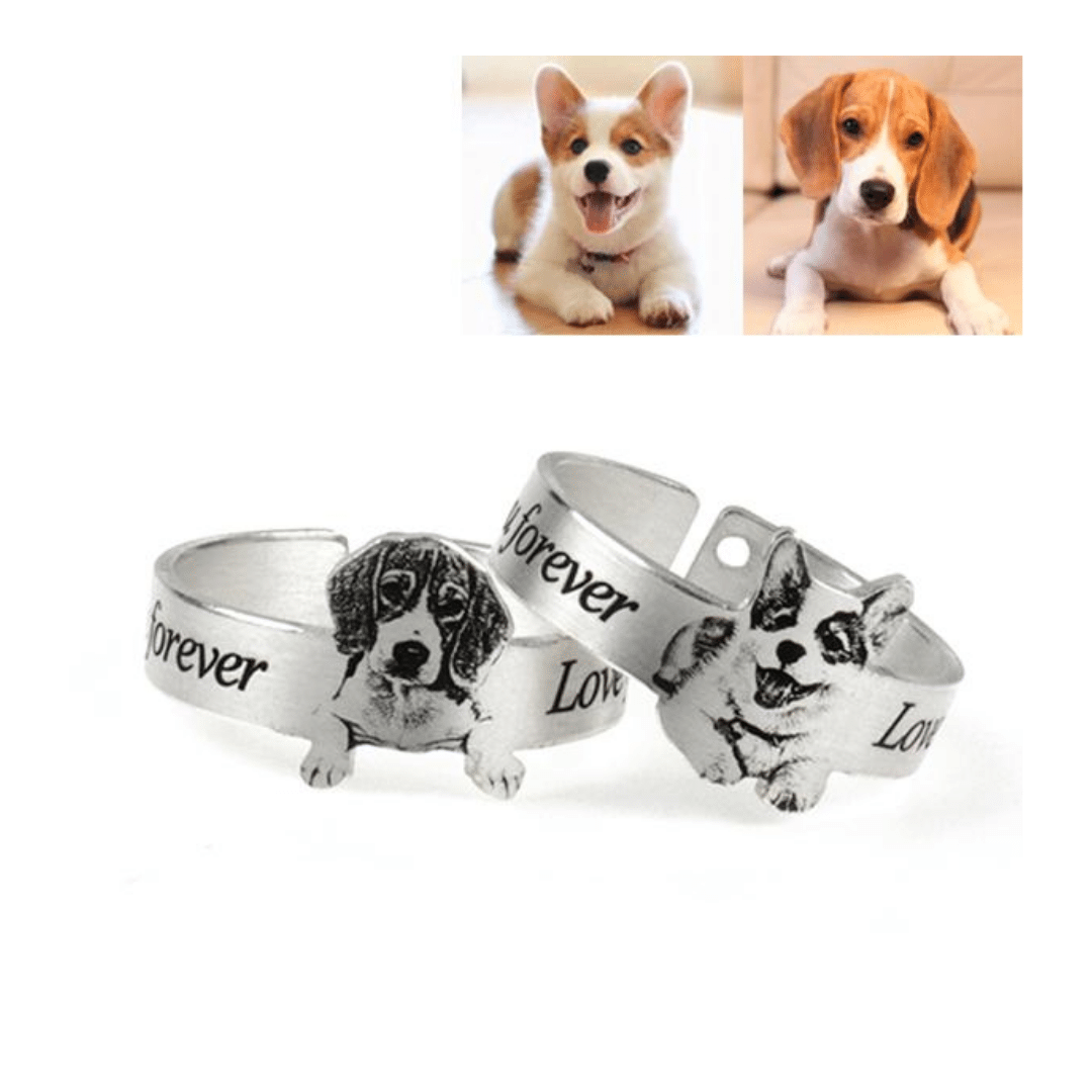 Adjustable Engraved Pet Photo Ring