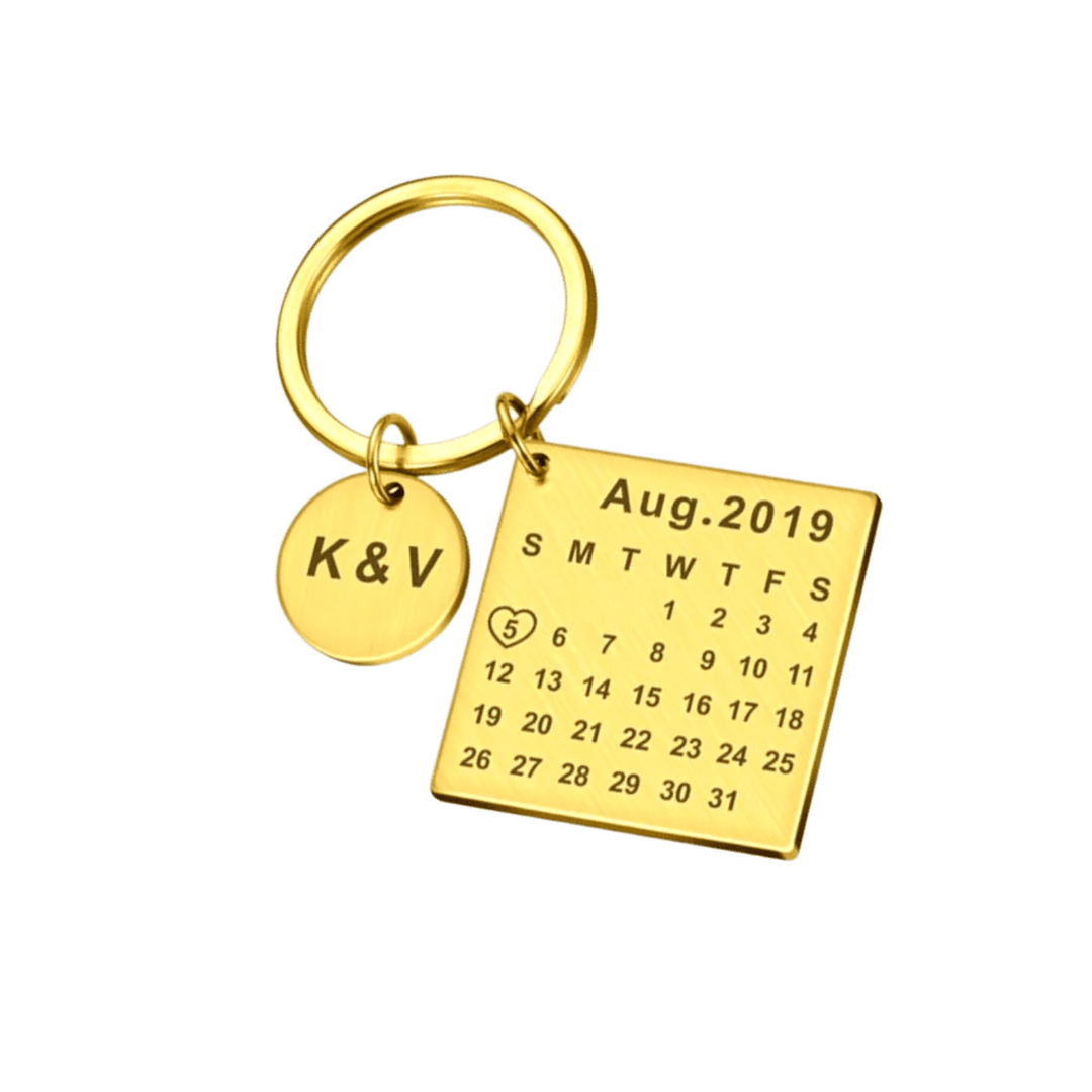 Personalized Calendar Engraved Keychain - Couples Gift