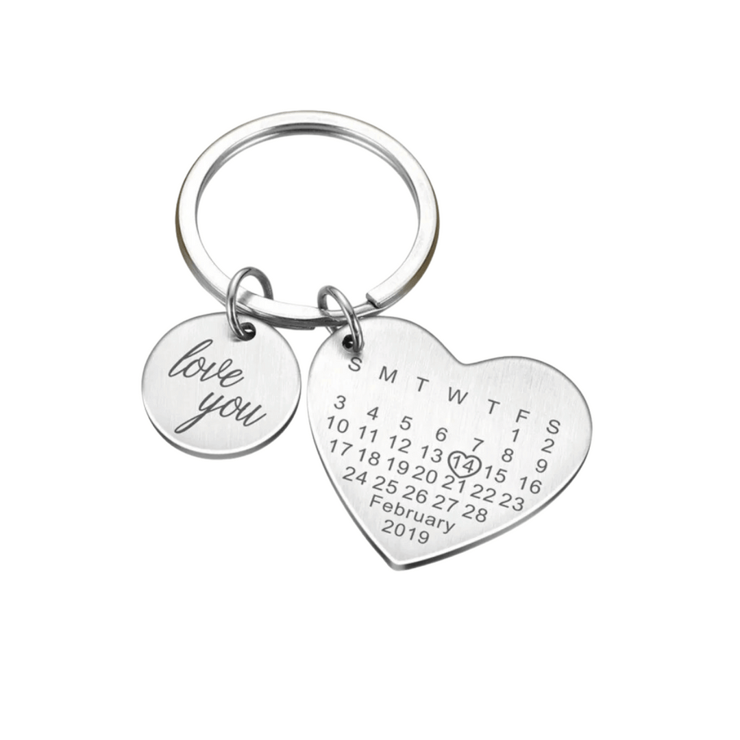 Personalized Calendar Engraved Keychain - Couples Gift