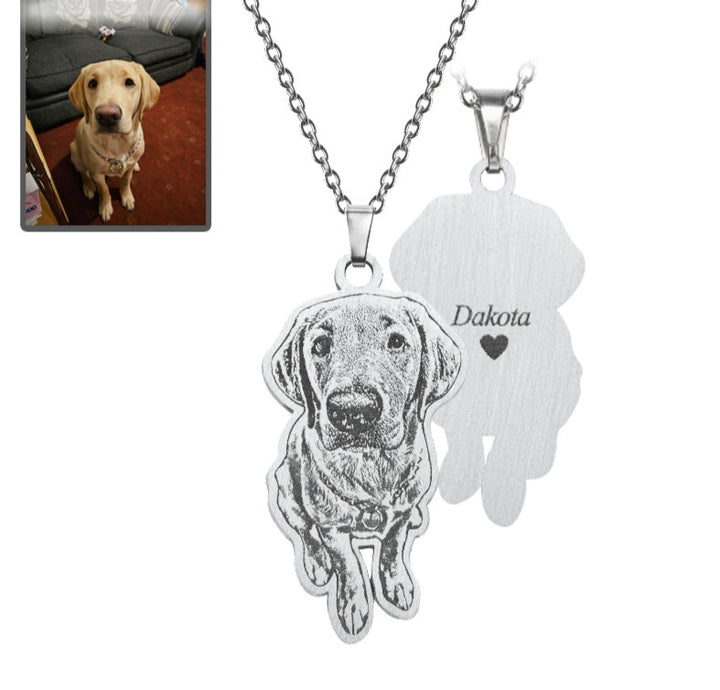 Silver Dog Photo Memorial Necklace