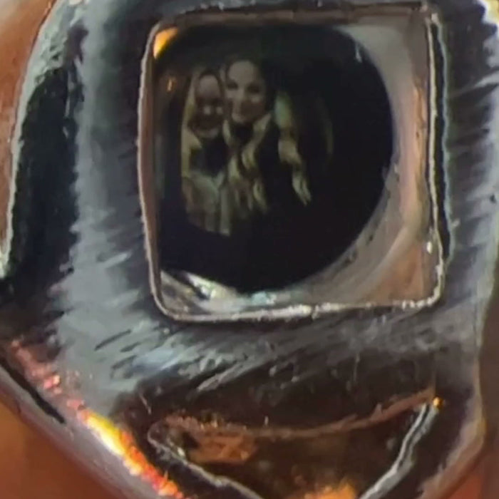 Real close-up of a photo inside the projection stone