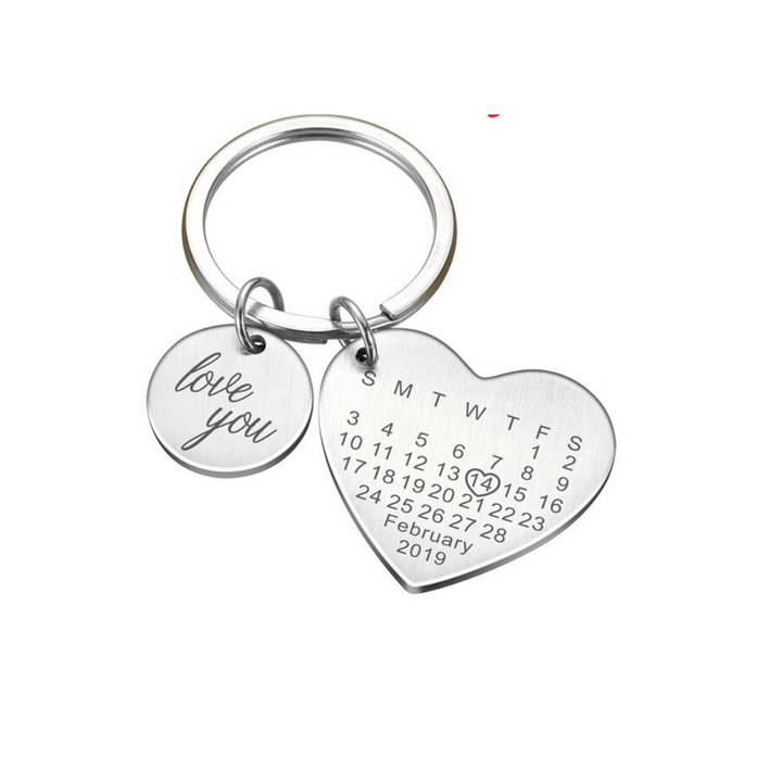 Personalized Calendar Engraved Keychain - Couples Gift