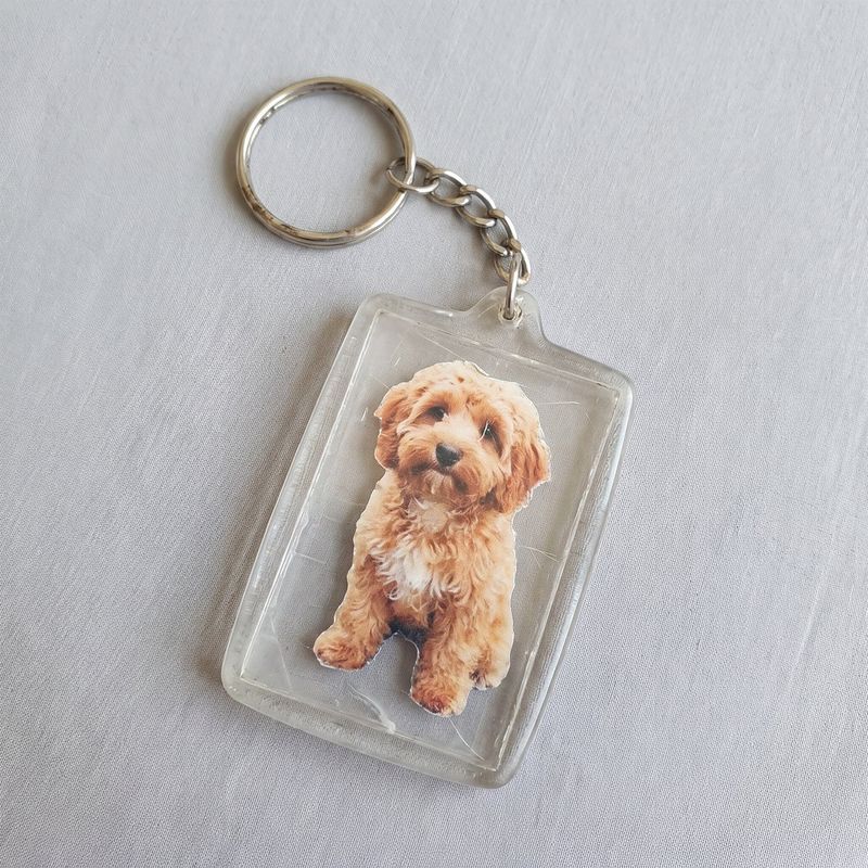 A typical printed photo keychain